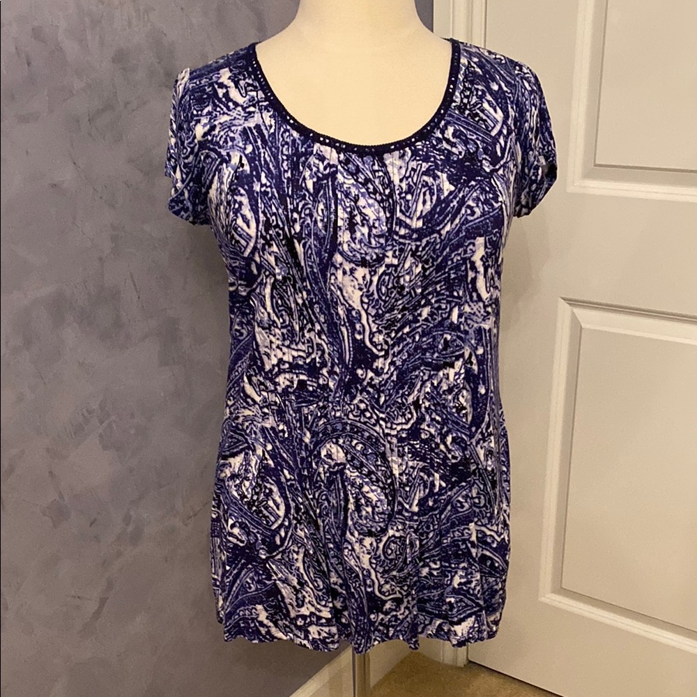 Blue Patterned Women's Top